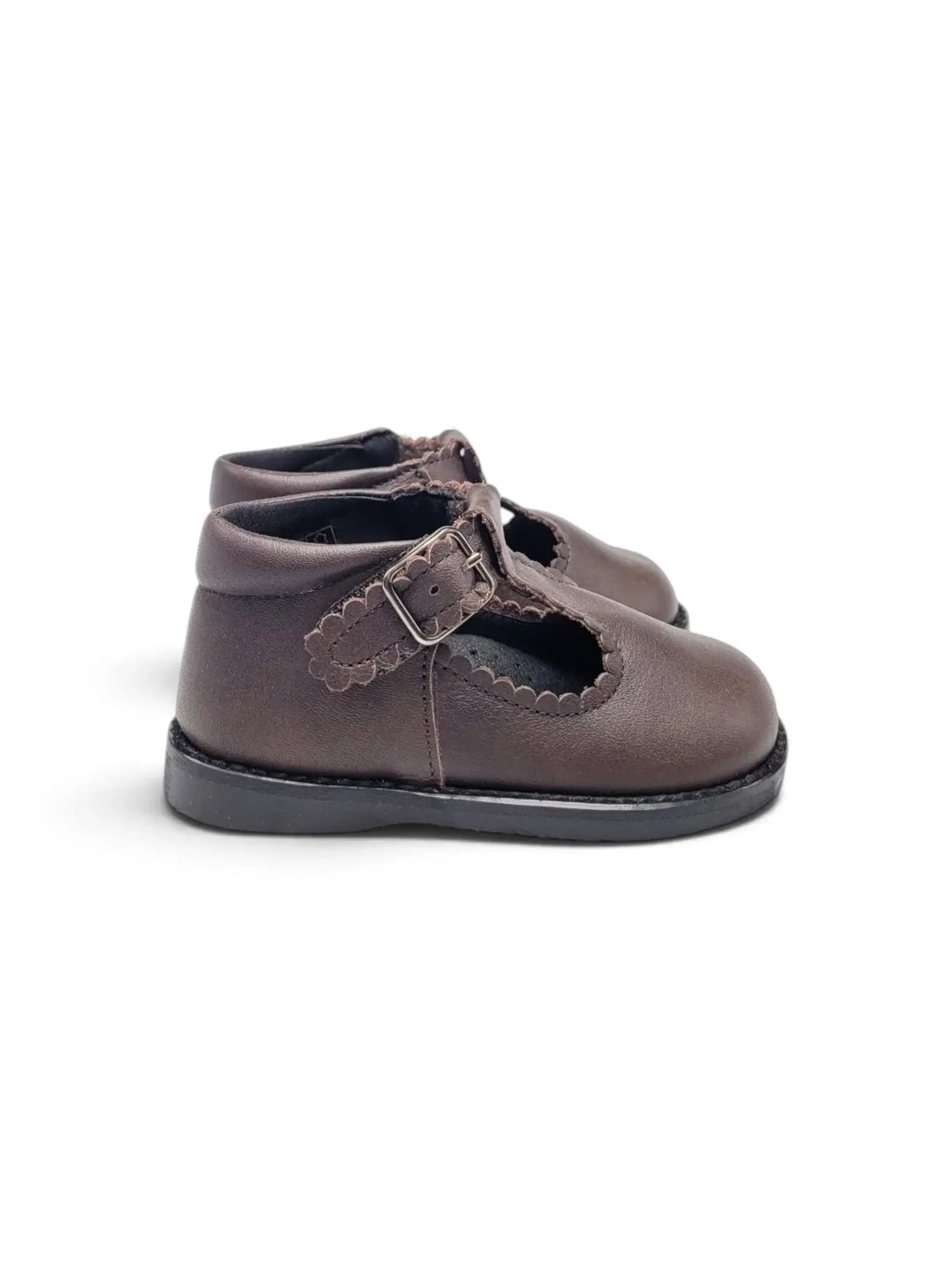 Blublonc dac brown leather t-strap first walker | kids fast shipping