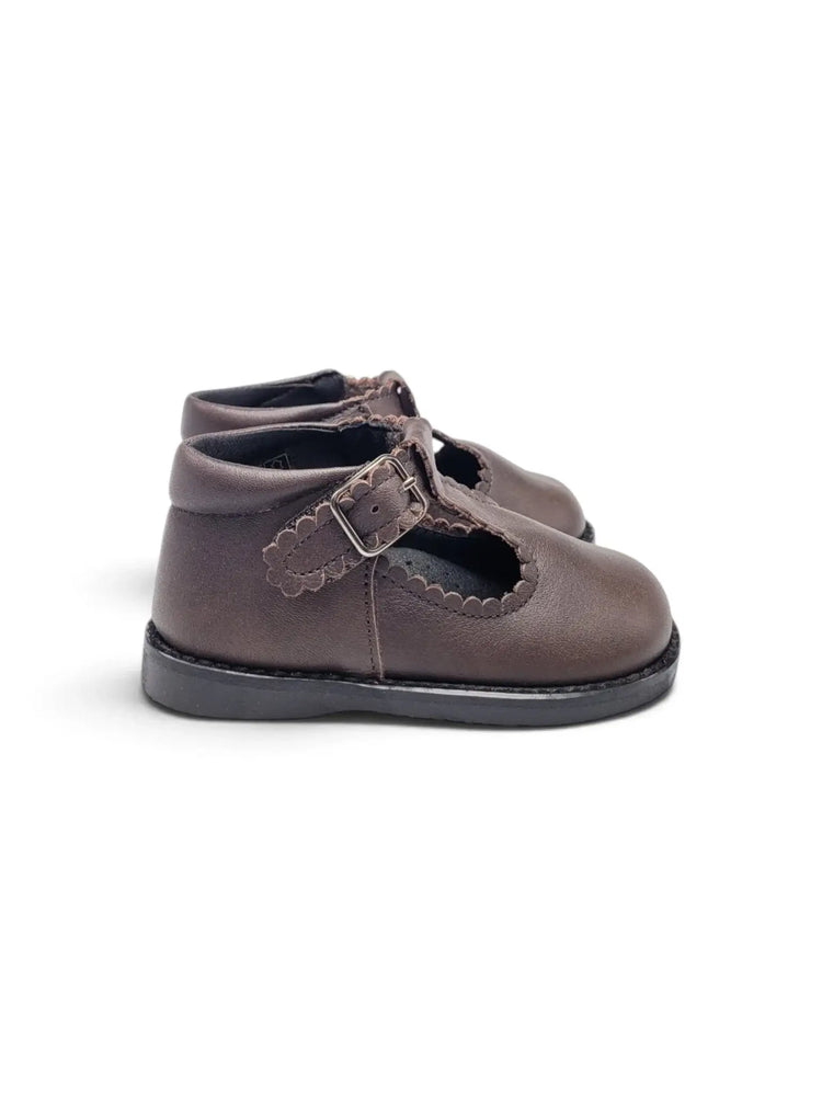 Blublonc dac brown leather t-strap first walker | kids fast shipping