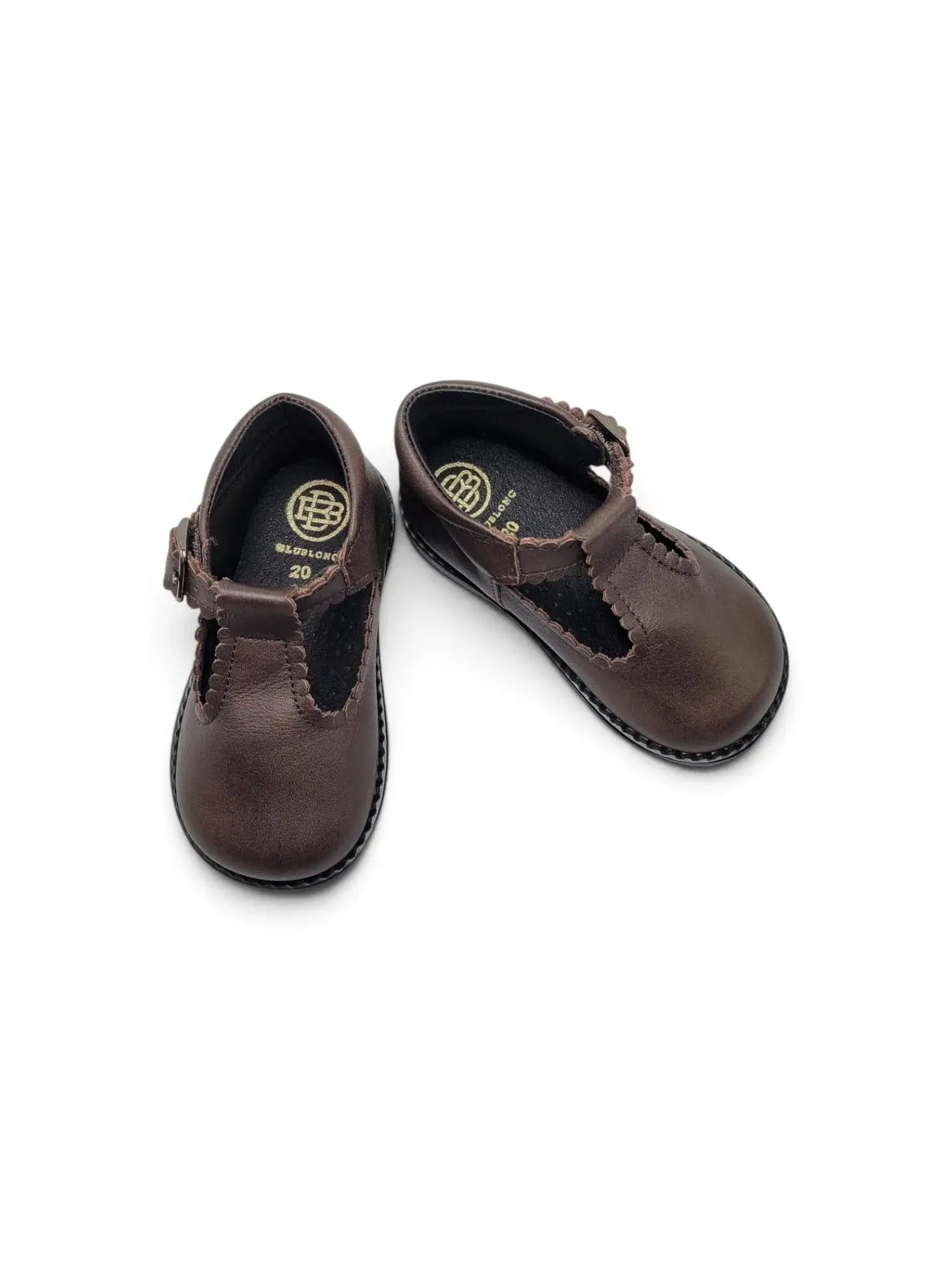 Blublonc dac brown leather t-strap first walker | kids fast shipping