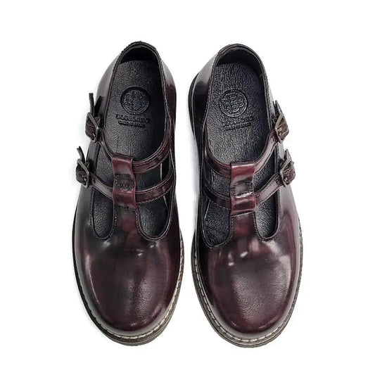 Blublonc DoubleDaily Chunky Ruby Tuscan T Strap School Shoe - GIRLS
