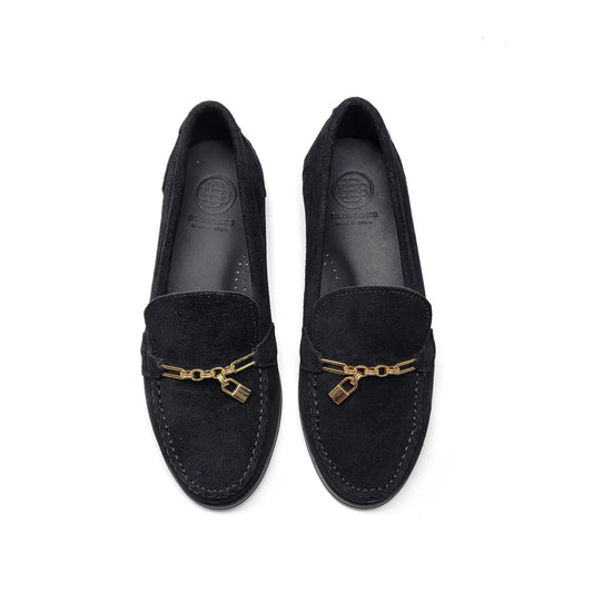Blublonc haze rich black suede loafer - loafers girls