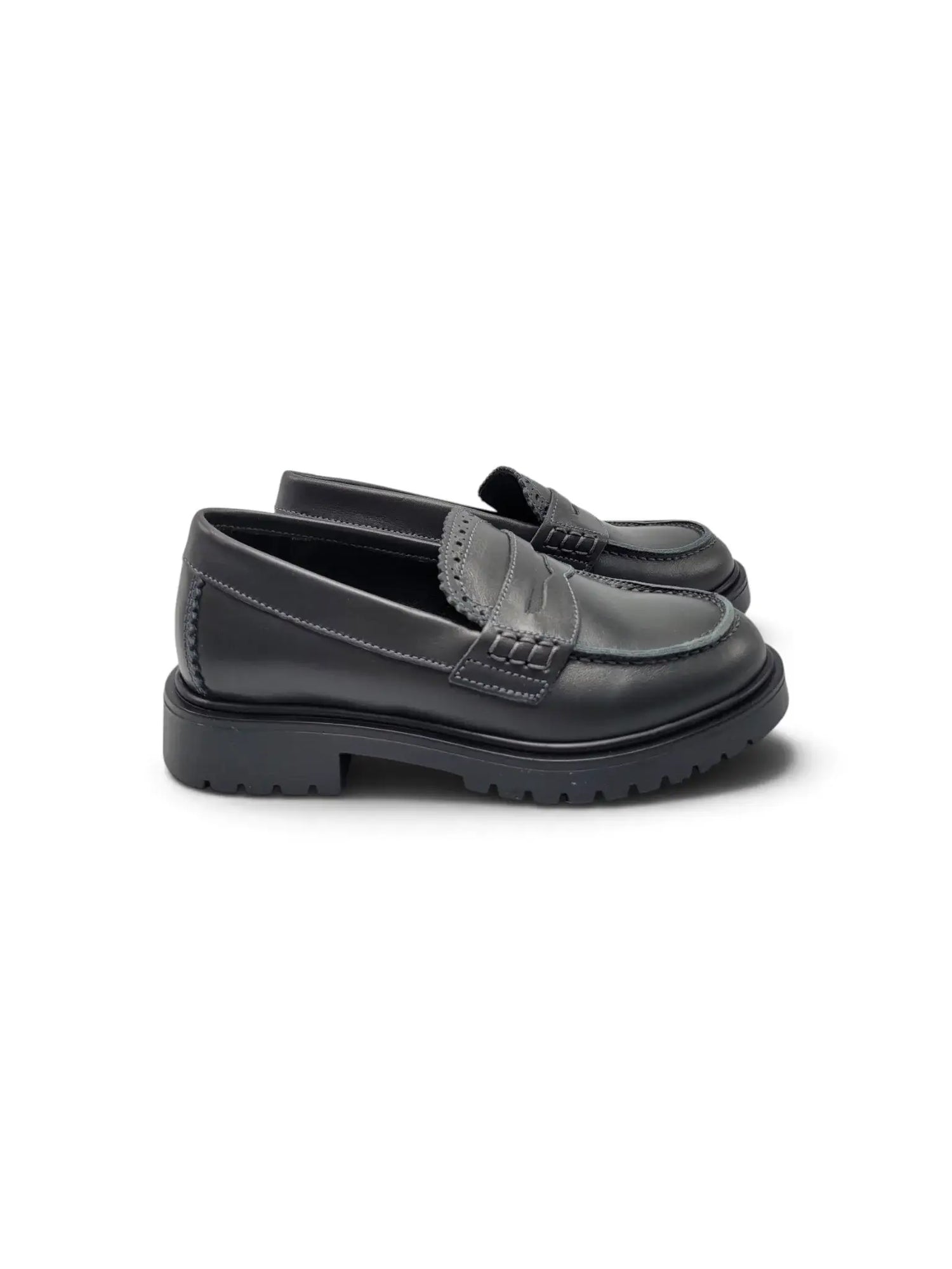 Blublonc heidi dark grey chunky loafer | kids shoes fast shipping