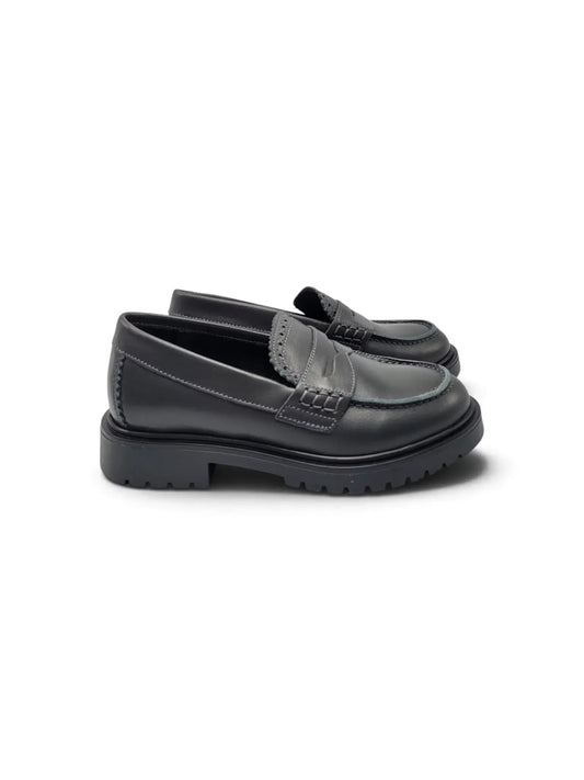 Blublonc heidi dark grey chunky loafer | kids shoes fast shipping