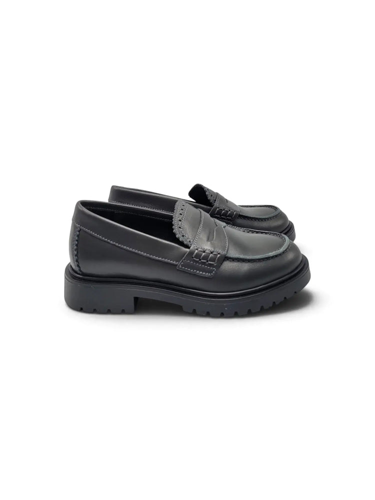 Blublonc heidi dark grey chunky loafer | kids shoes fast shipping