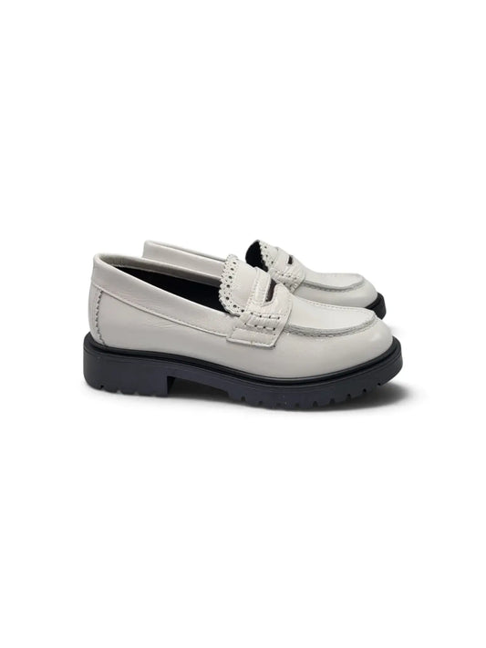 Blublonc heidi ivory patent chunky penny loafer | kids fast shipping