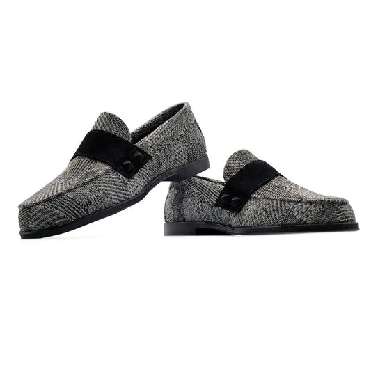 Blublonc Holly Black & White Tweed Loafer - GIRLS