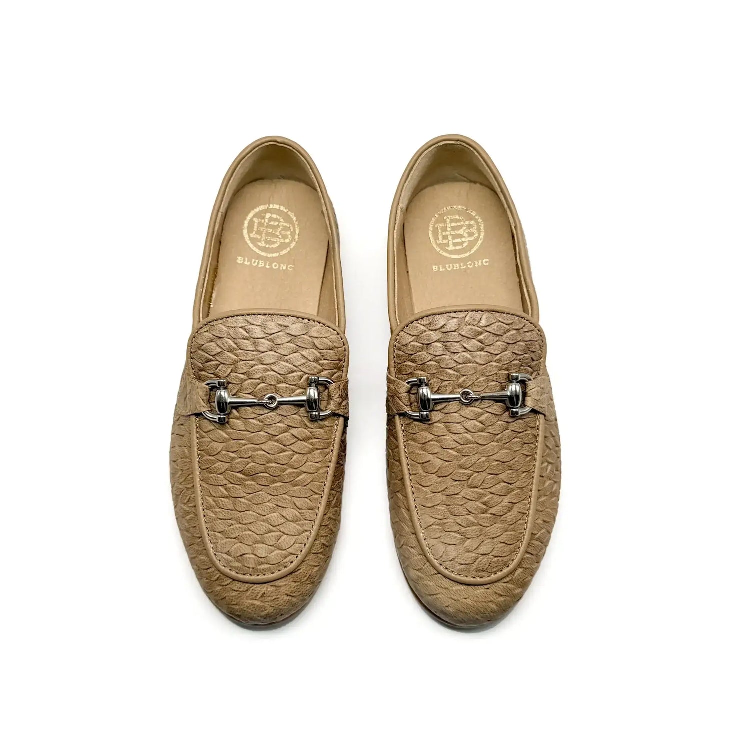 Blublonc leif taupe woven chain loafer fast shipping