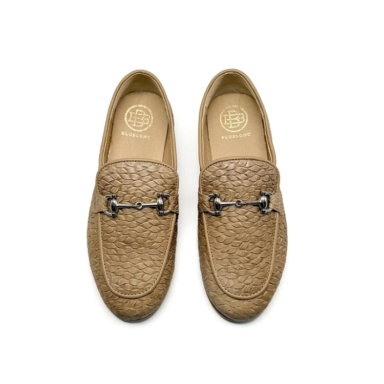 Blublonc leif taupe woven chain loafer fast shipping