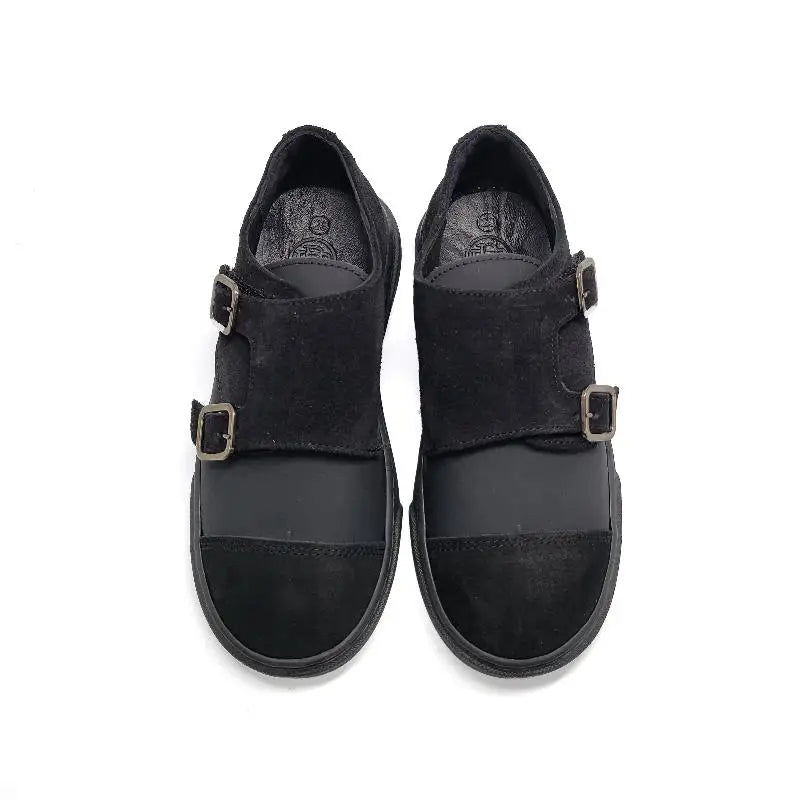 Blublonc Leo Black Suede Double Monk Strap Sneaker - BOYS