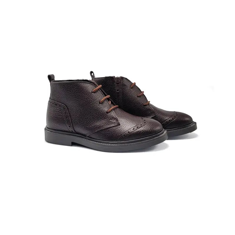 Blublonc mathew amber brown wingtip lace bootie - girls
