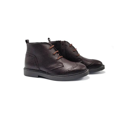 Blublonc mathew amber brown wingtip lace bootie - girls