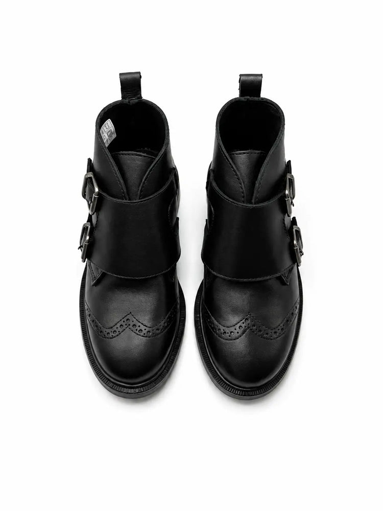 24 blublonc melo black monk wingtip bootie | kids boots fast shipping