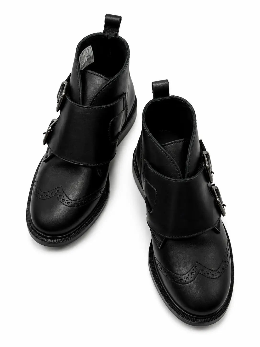 Blublonc melo black monk wingtip bootie | kids boots fast shipping