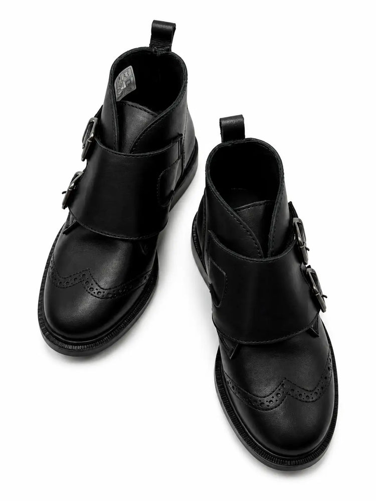 Blublonc melo black monk wingtip bootie | kids boots fast shipping