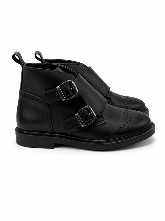 Blublonc melo black monk wingtip bootie | kids boots fast shipping