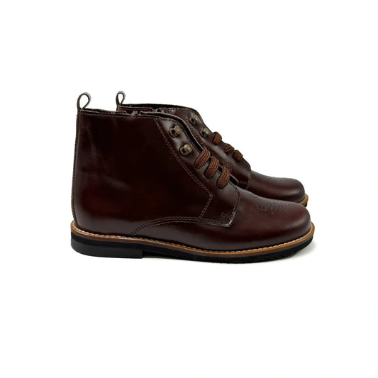 Blublonc nelly rich brown leather perforated bootie | kids fast shipping