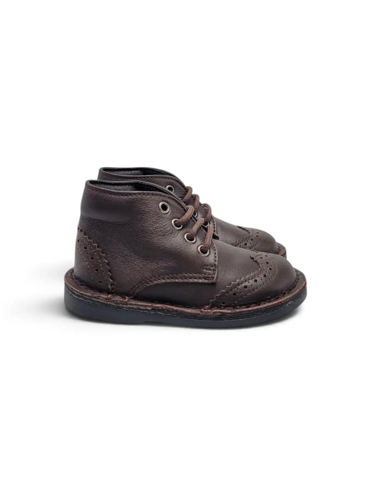 Blublonc nico brushed brown leather first walker bootie | kids fast shipping