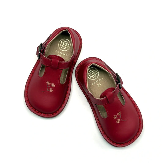 Blublonc sars red apple baby t-strap shoes fast shipping