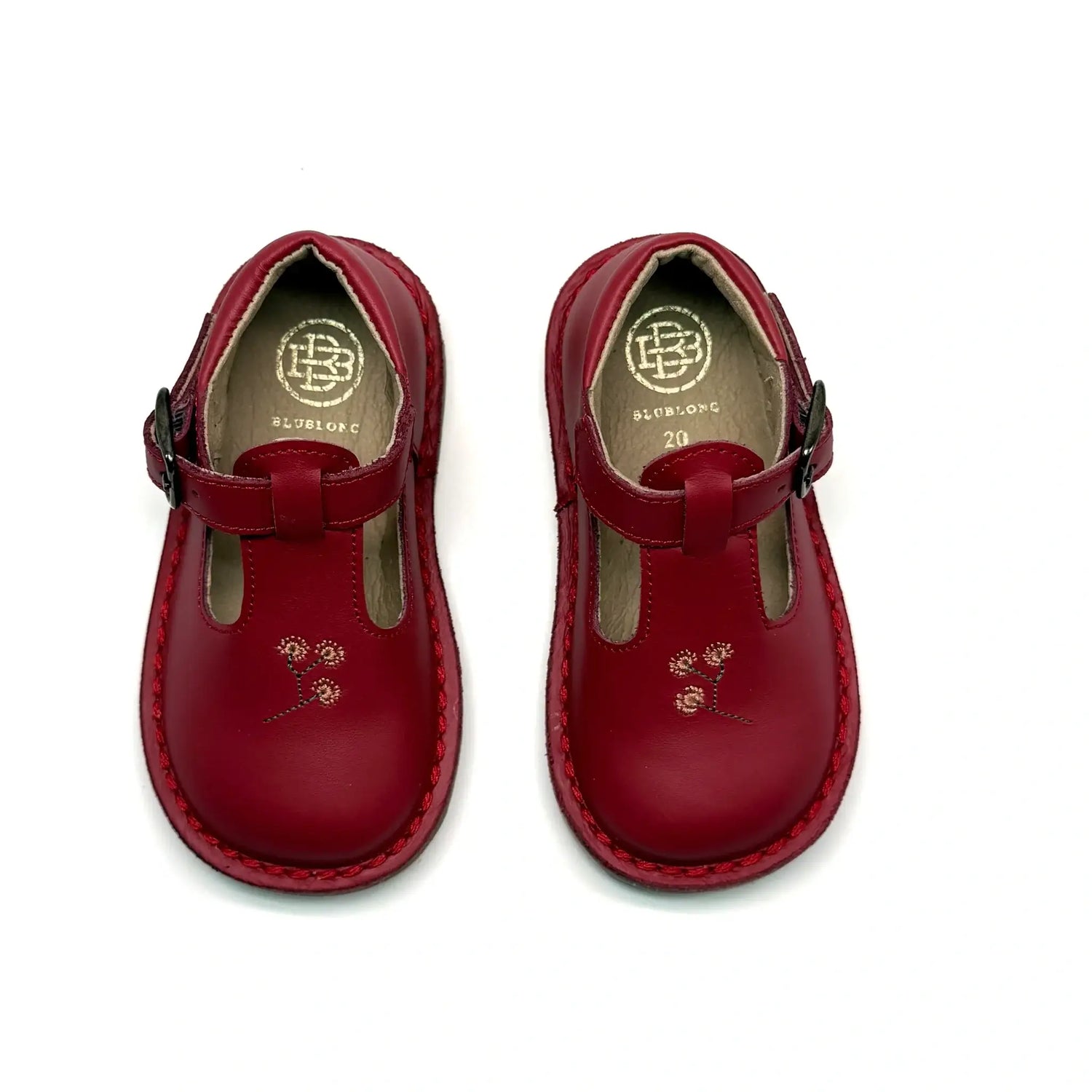 Blublonc sars red apple baby t-strap shoes fast shipping