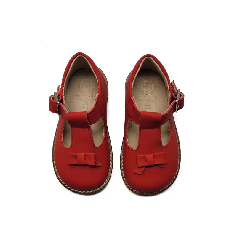 Blublonc Shir Red Gum Bow T-Strap First Walker