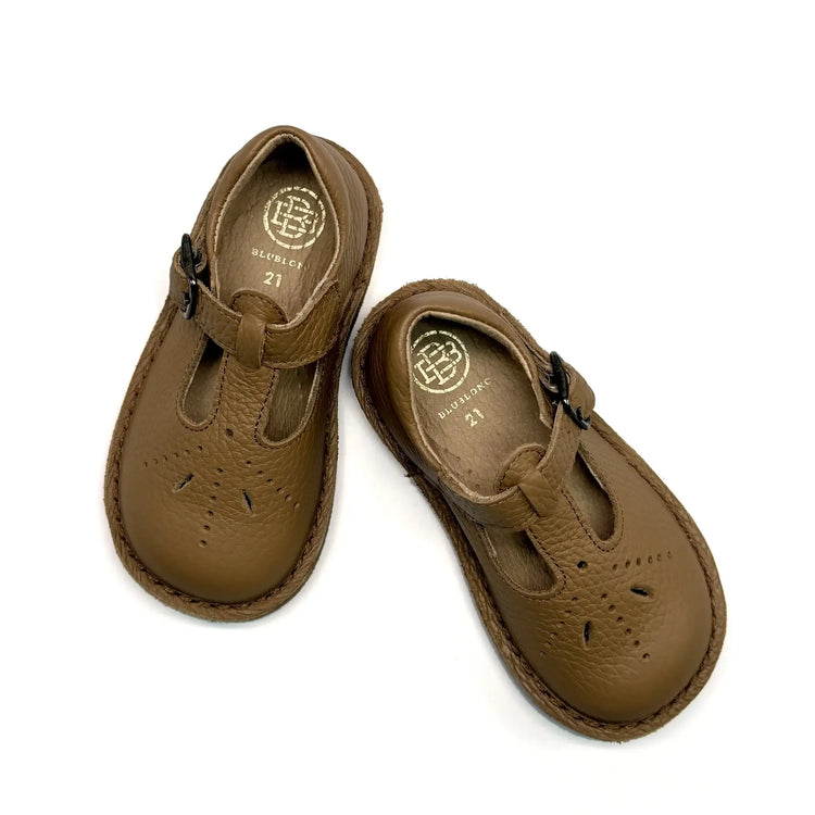 Blublonc brown t-strap baby walker shoes fast shipping