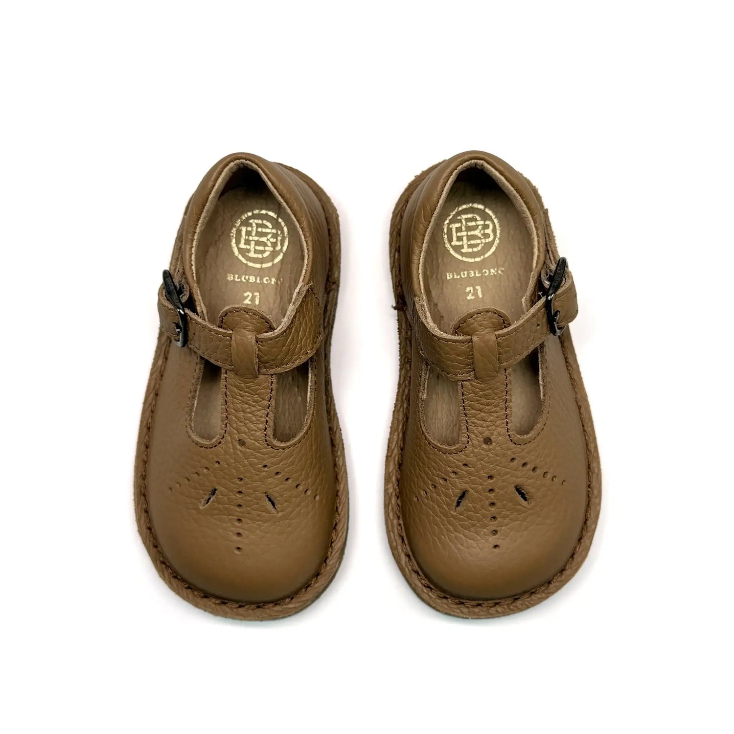 Blublonc brown t-strap baby walker shoes fast shipping