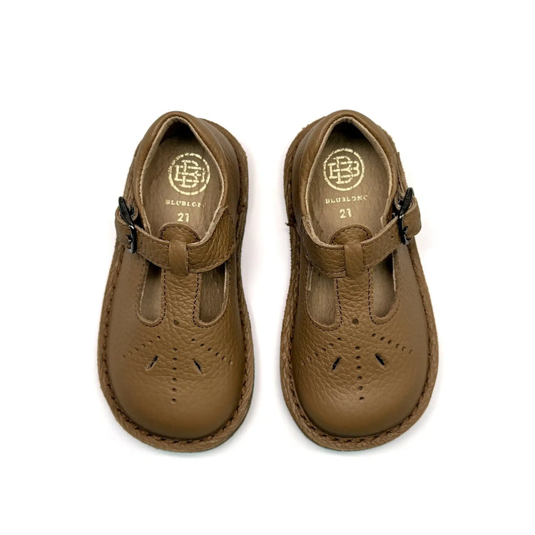 Blublonc brown t-strap baby walker shoes fast shipping