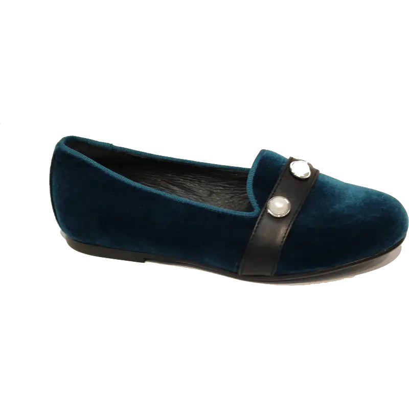 blublonc-teal-velvet-slipon-girls