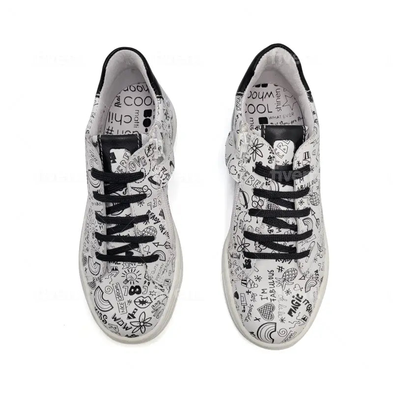 Bo-bell iga black doodle lace sneaker - girls