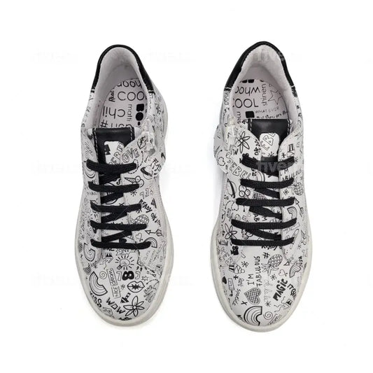 Bo-bell iga black doodle lace sneaker - girls