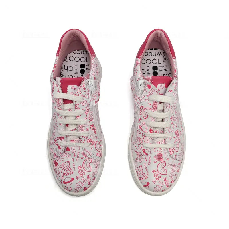 Bo-bell iga pink doodle lace sneaker - girls