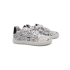 Bo-bell iguana black doodle velcro sneaker - girls
