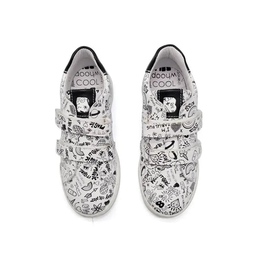 Bo-bell iguana black doodle velcro sneaker - girls