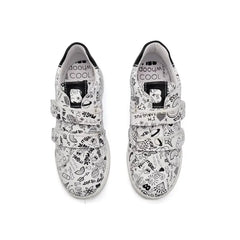 Bo-bell iguana black doodle velcro sneaker - girls