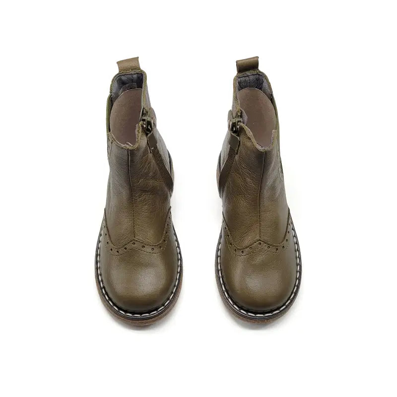 Bo-bell-pluto-olive wingtip bootie - girls