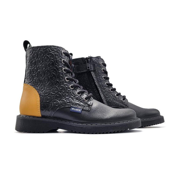 atlanta-mocassin-boot-girls-black-yellow