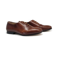 Brown hi shine brushed leather lace oxford 2186a - boys