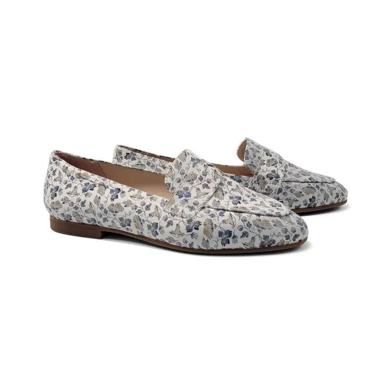 Brunella blue floral grey penny loafer 516 - ladies