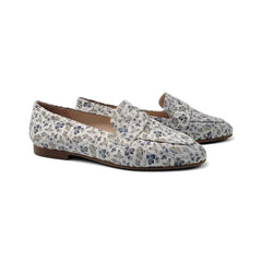 Brunella blue floral grey penny loafer 516 - ladies