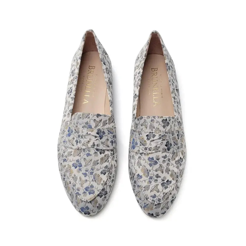 Brunella blue floral grey penny loafer 516 - ladies