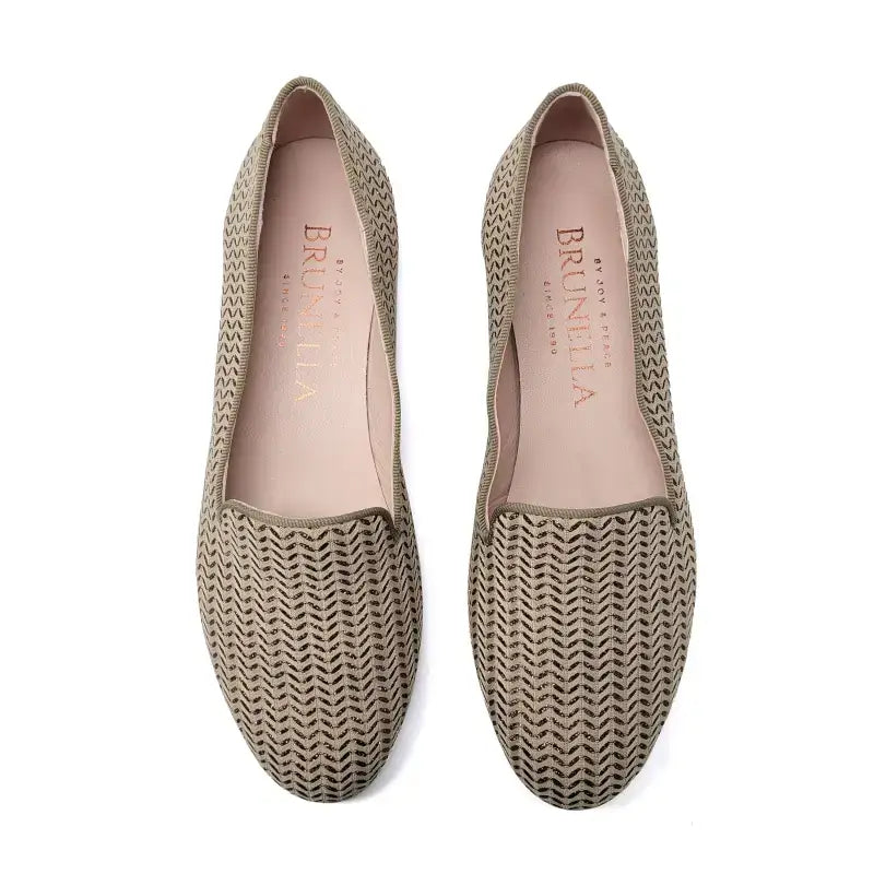 Brunella sleeper1 taupe glitter herringbone slip on - girls