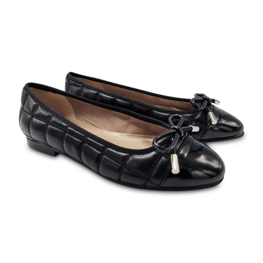 Brunellis black leather quilt ballet slip on 219 - ladies
