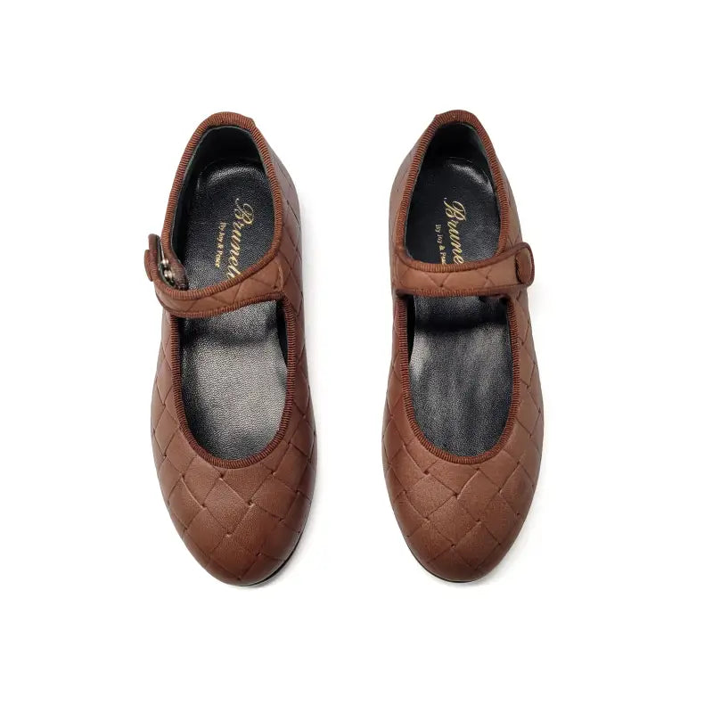 Brunellis brown leather woven mary jane s-21 - mary jane