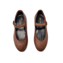 Brunellis brown leather woven mary jane s-21 - mary jane