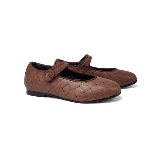 Brunellis brown leather woven mary jane s-21 - mary jane