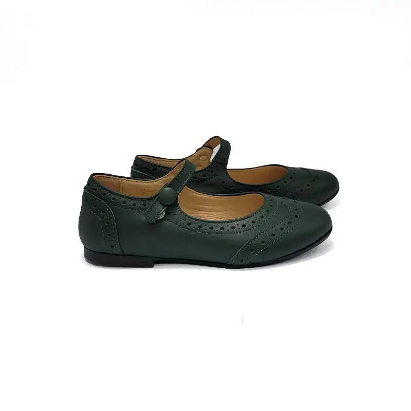 Brunellis Forest Green Leather Wingtip Mary Jane S24 - 21 - GIRLS