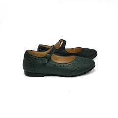 Brunellis Forest Green Leather Wingtip Mary Jane S24 - 21 - GIRLS