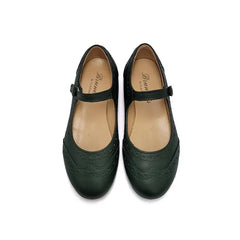 Brunellis Forest Green Leather Wingtip Mary Jane S24 - GIRLS