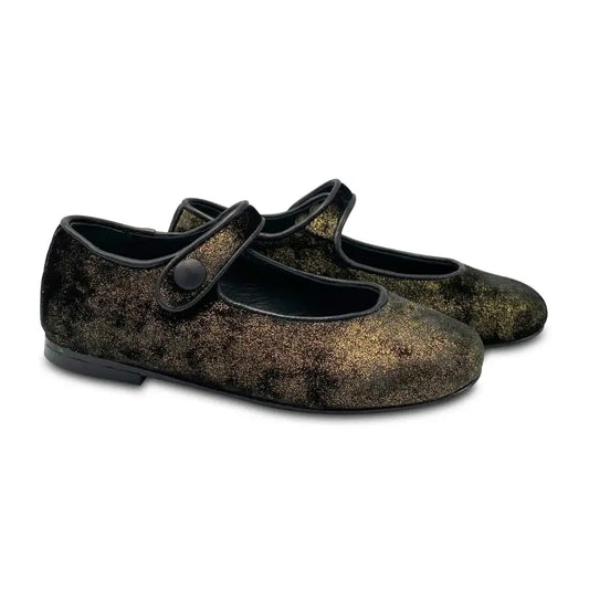 Brunellis gold black velvet mary jane - mary jane
