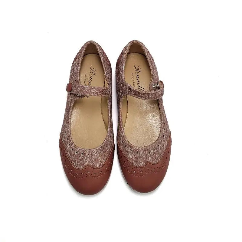BRUNELLIS Pink Stone Wingtip Mary Jane S24 - GIRLS